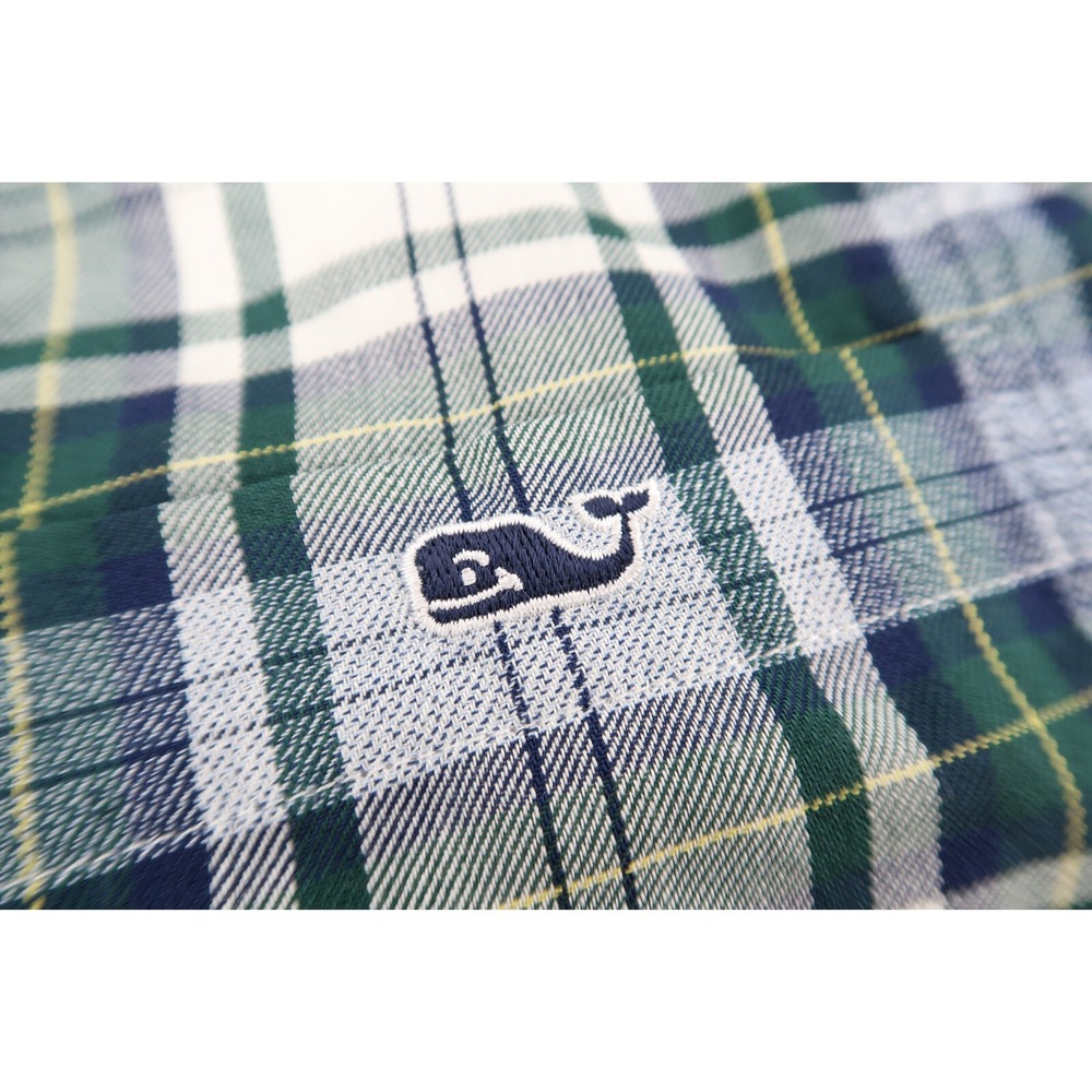 Vineyard Vines Performance Mens Large Green Blue Plaid Slim Fit Tucker Shirt - Picture 4 of 8